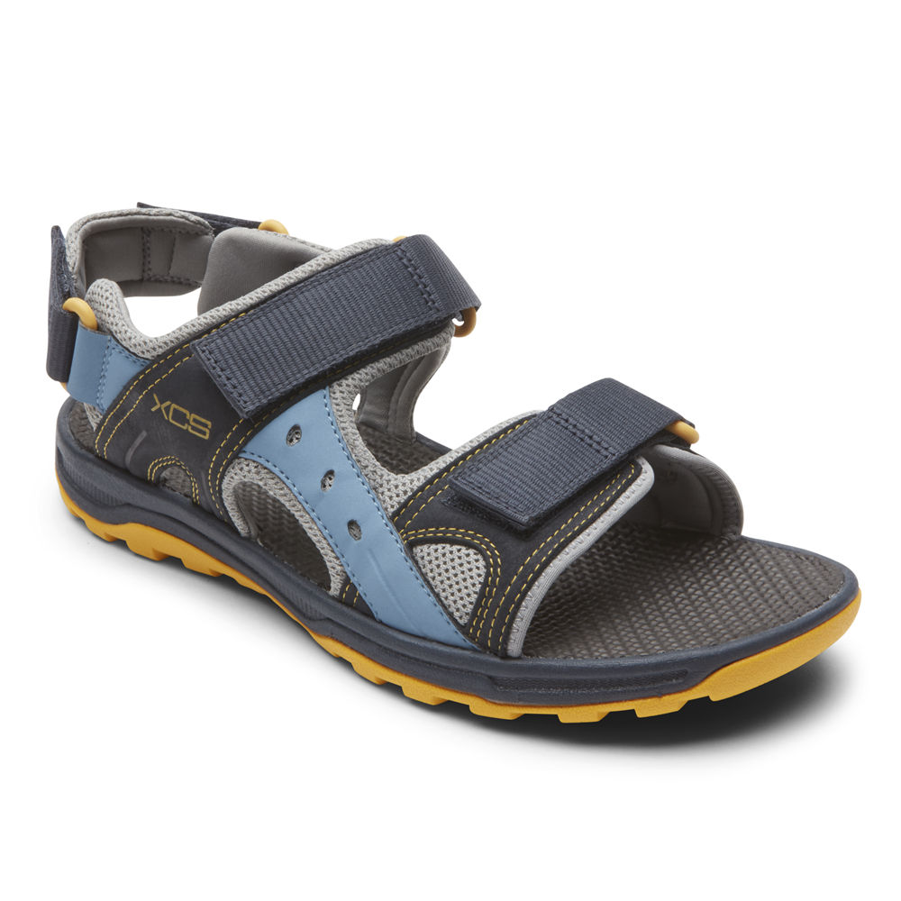 Rockport Sandals For Mens Blue - Trail Technique Adjustable Velcro - JV5398762